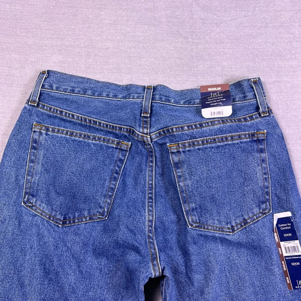 NWT George Regular Fit Mid Rise Jeans Mens 32x30 Medium Wash Blue Cotton